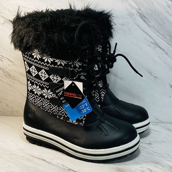 RUGGED OUTBACKBLACKWINTER BOOTS FAUX FUR LINING TODDLER GIRLS SZ 2